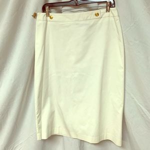 Bob Mackie White Pencil Skirt with Gold Details